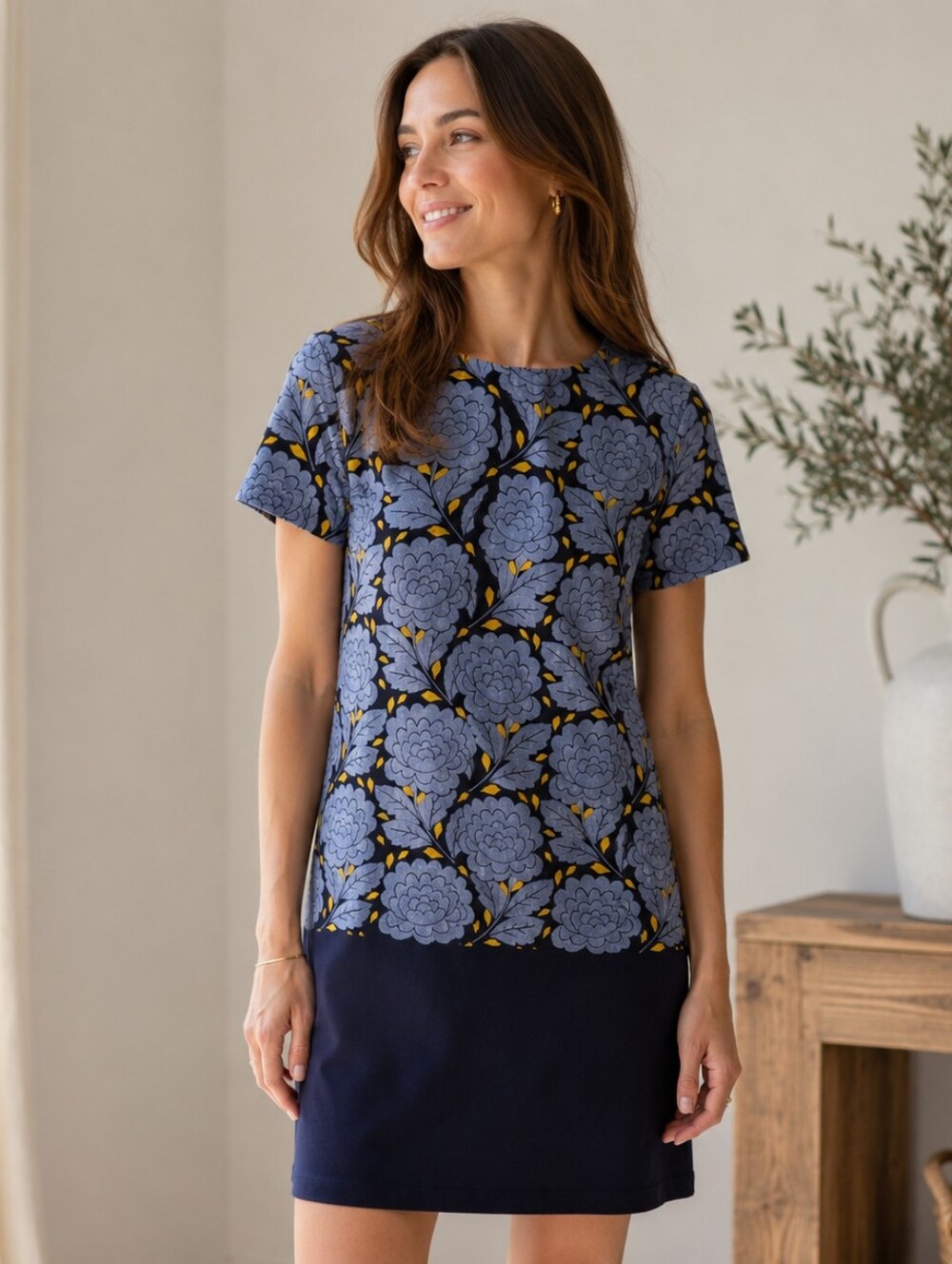 BODEN Afia Floral Blue & Yellow Shift W/Pockets | 6